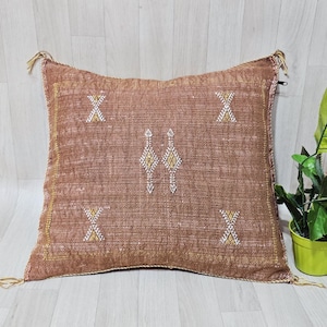 Housse de coussin en soie cactus - Oreiller Sabra - Coussin fait main au Maroc