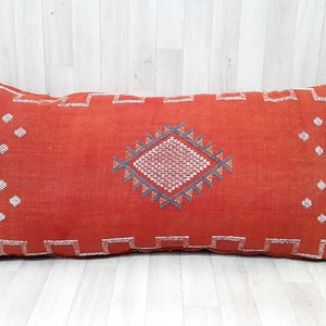 Cactus Silk Cushion Cover - dark orange Sabra pillow - Handmade Morocco cushion