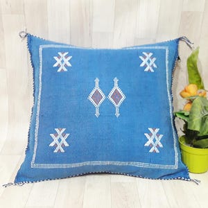 Handwoven Cactus Silk Pillow Cover: Moroccan Berber Boho Cushion