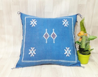 Handwoven Cactus Silk Pillow Cover: Moroccan Berber Boho Cushion