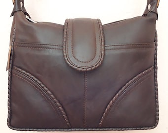 Moroccan Leather Shoulder Bag: Handmade Berber Boho Bag