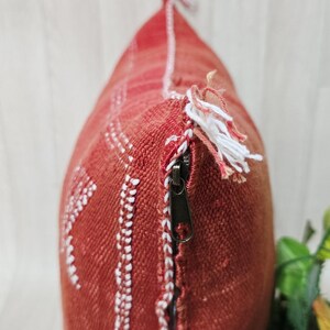 Handmade Moroccan Cactus Silk Pillow Cover: Red/Orange Boho Cushion (18.8x17.7 IN) image 8
