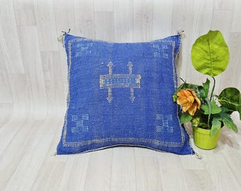 Handwoven Cactus Silk Pillow Cover: Moroccan Berber Boho Cushion