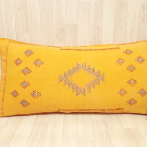 Cactus Silk Cushion Cover - yellow  Sabra pillow - Handmade Morocco cushion