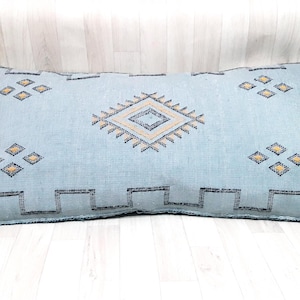 Gray Cactus Silk Pillow Cover, Moroccan Boho Throw Pillow , Hand woven Berber Pillow, Sabra Cactus Silk Cushion Cover,Pillow,Cushion