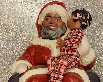 Af-Am Santa with Boy or Girl