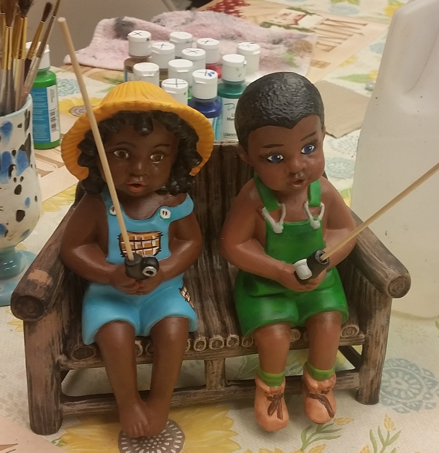 Fishing Boy & Girl Figurines 