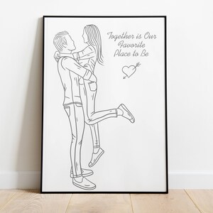 VERKOOP Aangepast paar lijnportret, gepersonaliseerde tekening, aangepaste één lijntekening, één lijn portret, paar illustratie, handgetekende portret