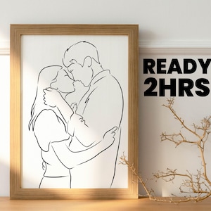 Aangepast paar lijnportret, gepersonaliseerde tekening, aangepaste één lijntekening, één lijn portret, illustratie paar, handgetekende portret cadeau