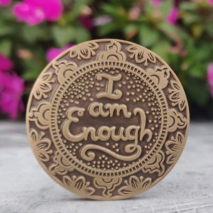 I Am Enough Mantra Medallion - Yoga, Yoga Gifts, Yoga Gift, Yoga Teacher Gift, Yoga Lover Gift, Yoga Studio Decor, Yoga Accessories
