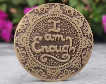 I Am Enough Mantra Medallion - Yoga, Yoga Gifts, Yoga Gift, Yoga Teacher Gift, Yoga Lover Gift, Yoga Studio Decor, Yoga Accessories