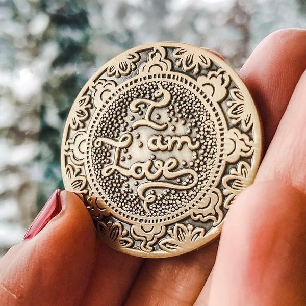 I Am Love Mantra Medallion - Meditation Gift, Mindfulness Tool, Affirmation, Daily Reminder, Gift for Her, Yogi Gift, Self Care, Altar Kit