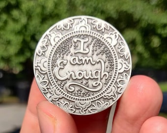 I Am Enough Mantra Medallion - Yoga, Yoga Gifts, Yoga Gift, Yoga Teacher Gift, Yoga Lover Gift, Yoga Studio Decor, Yoga Accessories