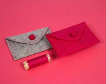 Gray or Pink | Felt Wallet, Business Card Holder, Gift Card Holder