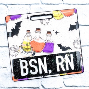You choose the title custom Potion Bottles and Bats Halloween Badge Buddies, glitter fall badge buddies, fall badge buddies