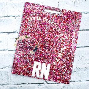 Red and pink glitter mix valentine badge buddy, badge buddy for nurses, custom badge buddy, glitter badge buddy