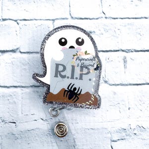 Ghost tombstone badge reel, pumpkin badge reel, fall leopard badge reel, halloween badge reel, fall nurse badge reel