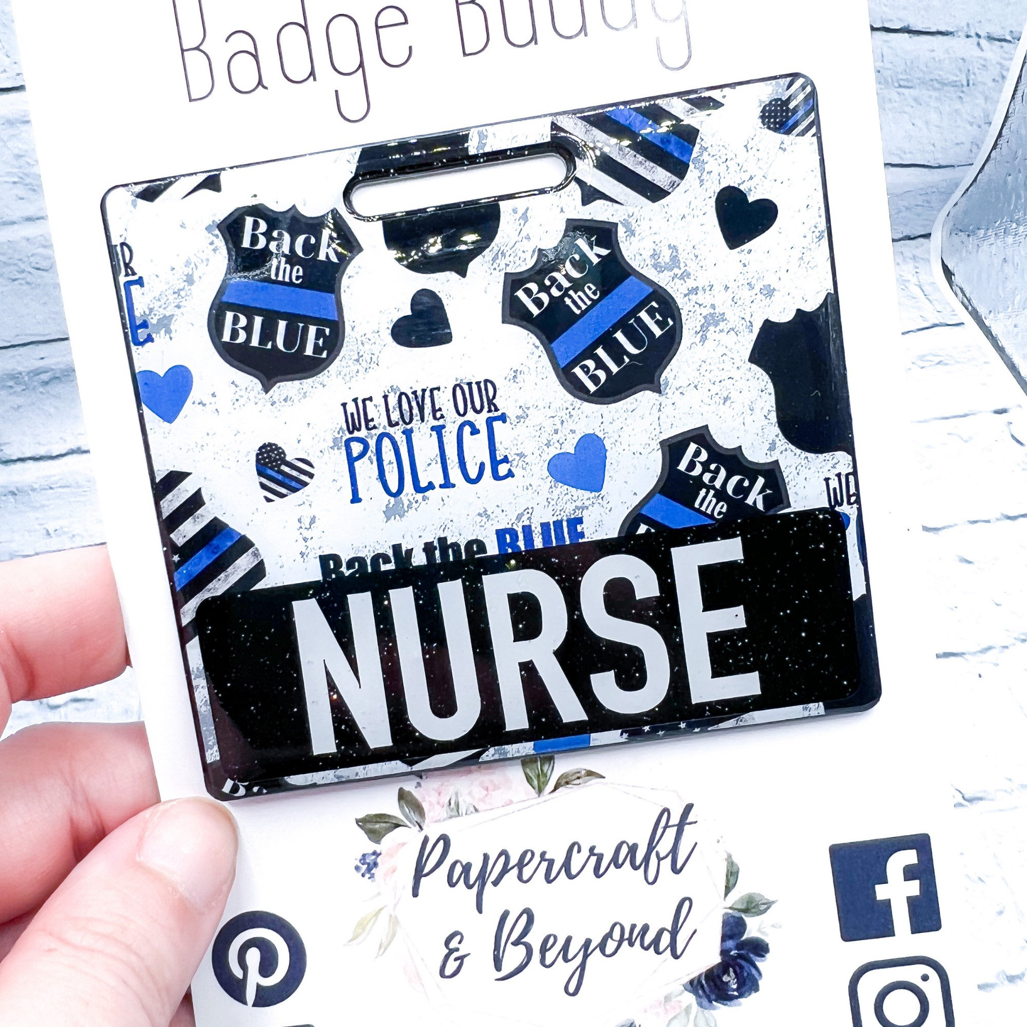 Police Badge Badge Buddy, Police Wife Print RN Badge Buddy, Badge Buddy and  Badge Reel Matching Set, Nurse Badge Buddy, Back the Blue 