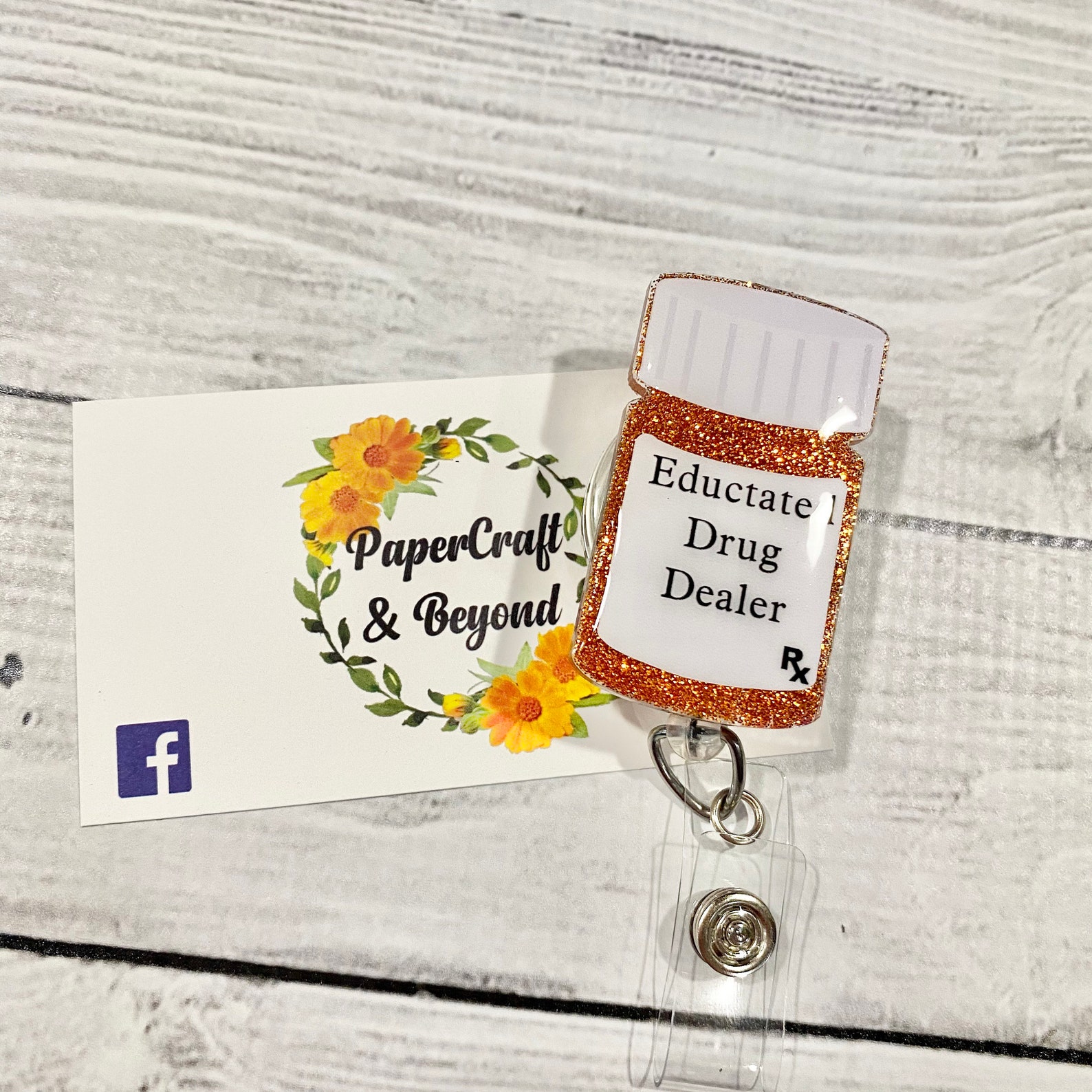 Pill bottle badge reel pharmacy badge reel happy pills badge Etsy