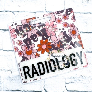 Rad Tech Flower Badge Buddy, Radiology Badge Buddy, mri tech ct tech Badge buddy, Glitter Badge buddy