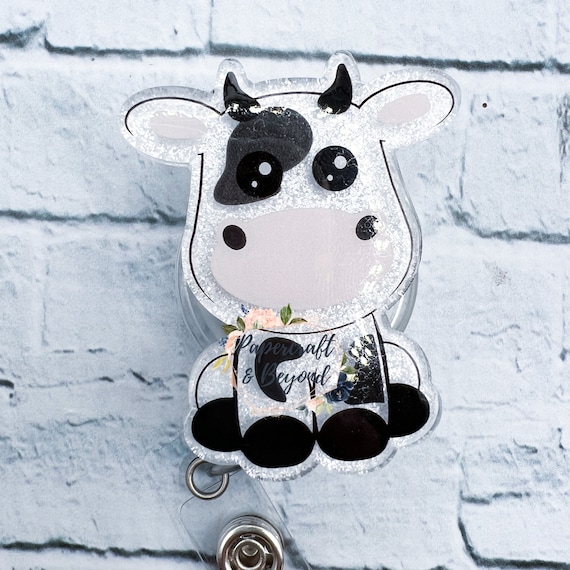 RTS: Cute Cow Badge Reel, Animal Badge Reel, Custom Glitter Badge Reel,  Nurse Badge Reel, Medical Badge Reel, Retractable Badge Reel 