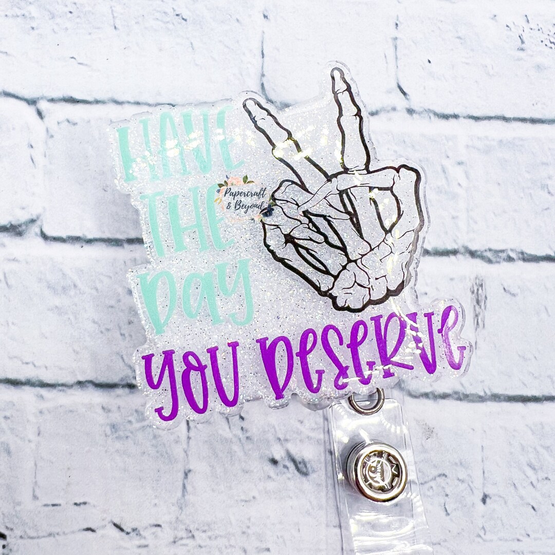 Funny Skeleton Hand Badge Reel: 