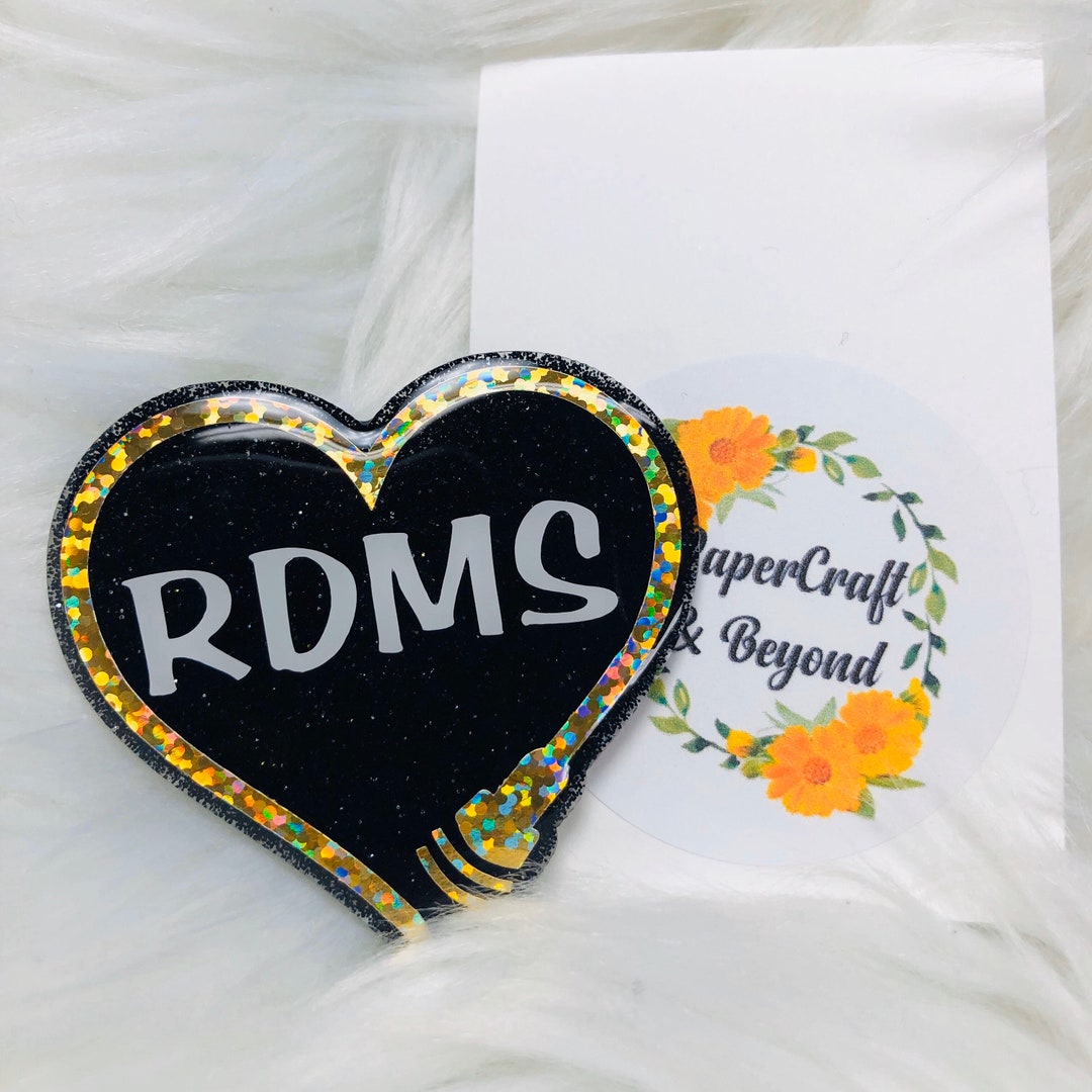 Ultrasound Sonographer Badge Reel - Sparkle Glitter Retractable ID Holder With 24 Inch Cord