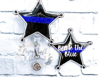 Thin Blue Line Sheriff Star Badge Reel: Police Gift