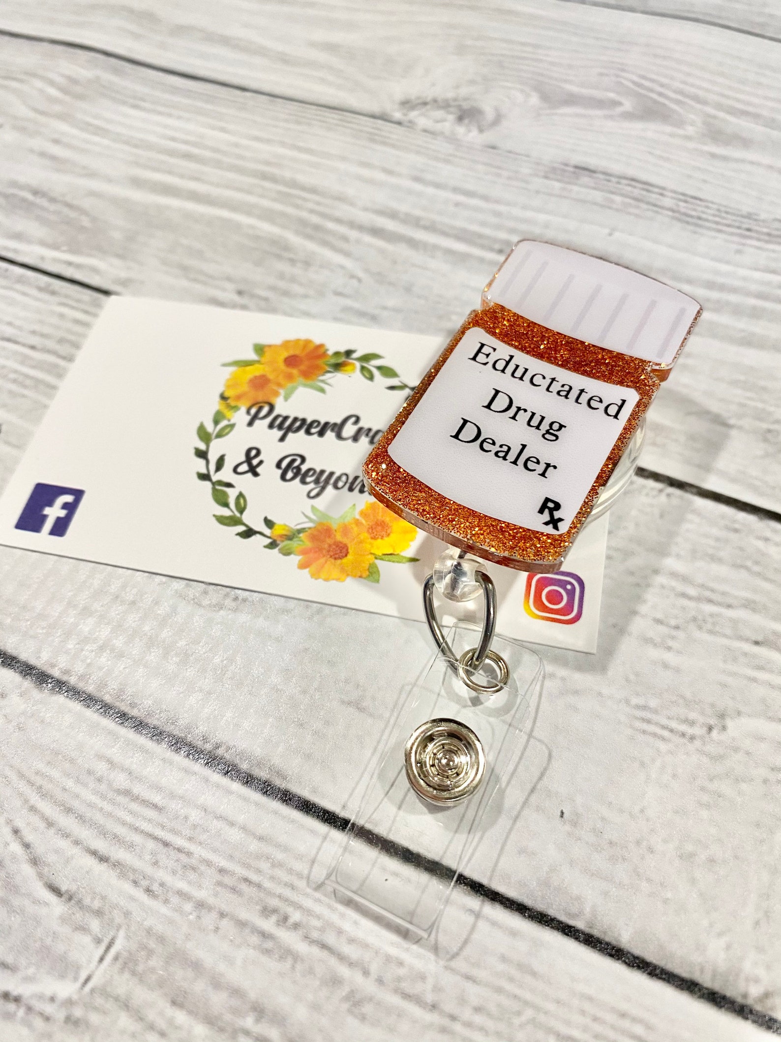 Pill bottle badge reel pharmacy badge reel happy pills badge Etsy