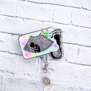 Ultrasound baby SHAKER Badge Reel, nurse badge reel, badge holder