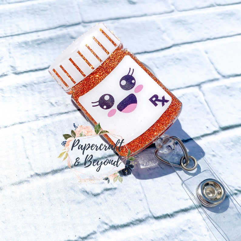 Happy Pill bottle badge reel pharmacy badge reel happy pills Etsy