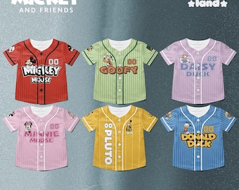 Maillot de baseball collection Mickey et ses amis, chemise voyage Disney famille Mickey et ses amis, cadeau de Noël, chemise Disney Mickey et ses amis