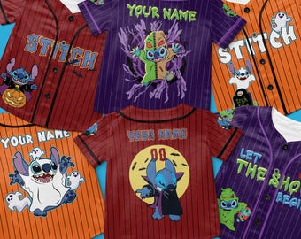 Maillot de baseball Halloween point personnalisé, tenues de famille voyage Disney Lilo et Stitch saison fantasmagorique, chemise assortie famille Disney Stitch