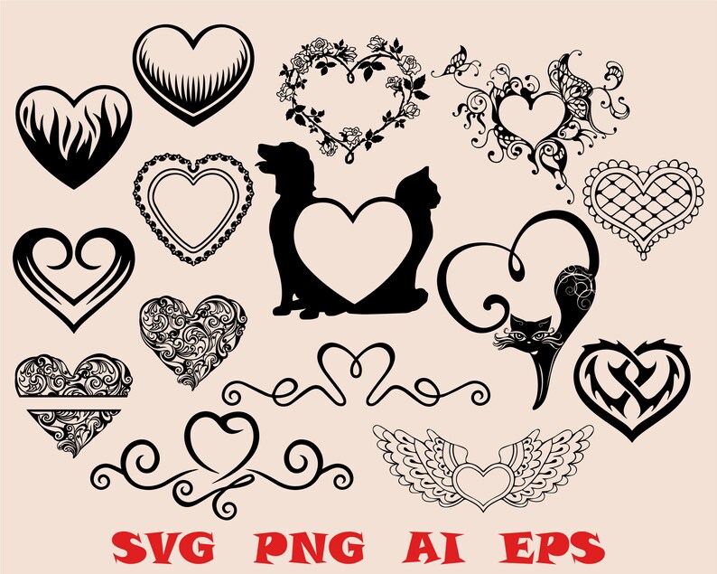 Download Heart Svg Dog Cat Love Valentine S Day Silhouettepngcut Filevinyl Filecricutvectorclipartstencildigital Downloadsilhouette Cameo PSD Mockup Templates