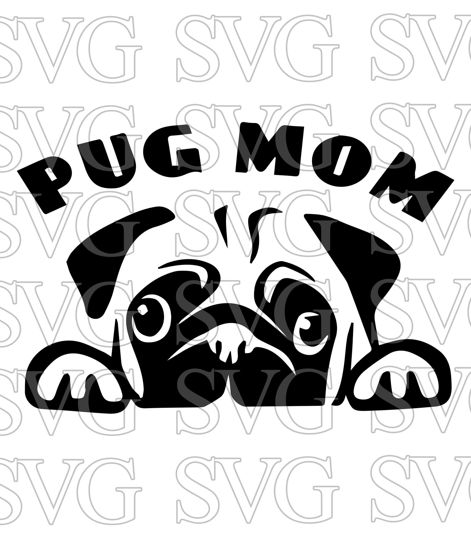 Download Pug Mom Peeking Dog-SVG Cut File-Use with Silhouette Studio | Etsy