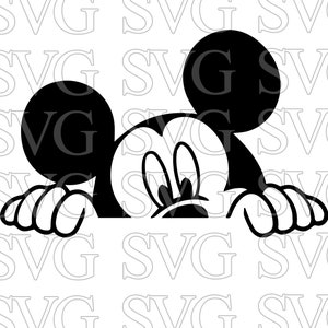 Mickey Mouse Peeking Svg, Mickey Mouse Peeking Vector Files for Silhouette, Cricut, Cutting Plotter, Png file Svg File Digital Download DIY
