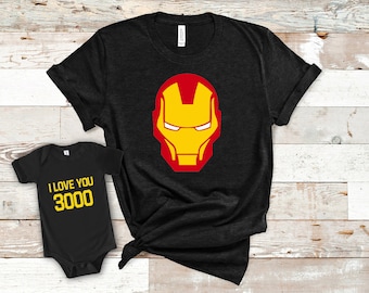 Father's Day Iron Man Matching Shirt Set: I Love You 3000