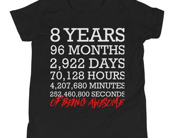 8a camisa de cumpleaños, camisa de cumpleaños de 8 años de edad, cumpleaños cumpleaños cumpleaños chica camisa