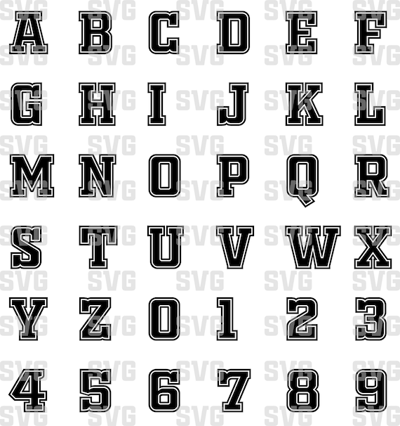 Varsity Font Svg Varsity Letters Sport Font Alphabet Svg | Etsy