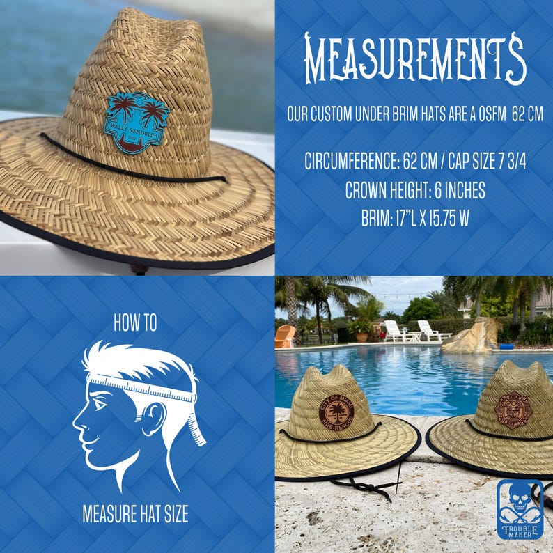Personalized Lifeguard Hat | Nautical Customs | Straw Hat | Monogram patch | Gift for Him | Gift for Her | Boating Hat | Logo Hat | Gifts | image 8