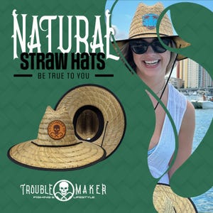 Personalized Lifeguard Hat | Natural Straw Hat | Monogram patch | Gifts for Him | Gifts for Her | Custom Gift | Party Hat | Promotional Hat