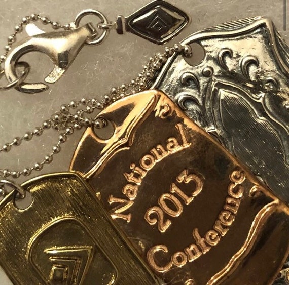 Collier Silpada Sterling Argent 925 - Dog Tag Rose Or - Conférence Nationale 2013 - Rare - Occasion