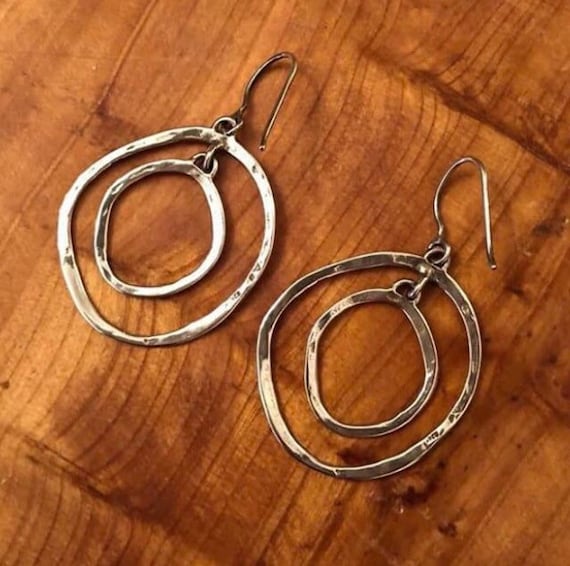 Vintage Silpada Sterling Silver Double Round Earr… - image 1