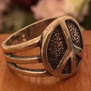 Vintage Silpada Oxidized Sterling Silver Peace Ring R2004 Size 6