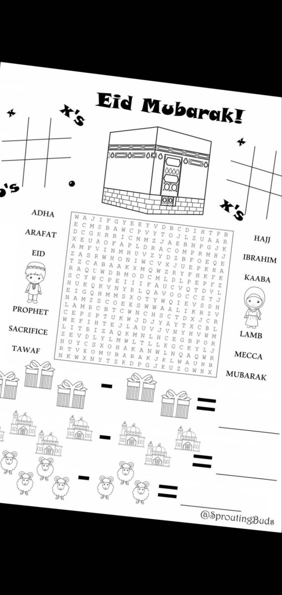 eid al adha printable worksheet kids activities etsy