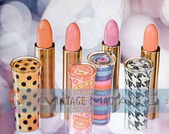 Retro vintage smink läppstift 1960-talstryck - digital nedladdning