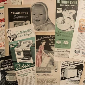 Lot of 20+ Vintage 1940s–1960s Magazine Ads – Original Ephemera for Junk Journals, Collage & Crafts