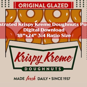 Krispy Kreme Doughnuts Illustrated Poster Digital Download 18”x24” 3:4 Ratio