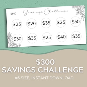 A6 Cash Envelopes Savings Challenge | Three Hundred Dollar Savings Challenge | Cash Envelope System | Savings Fund | Digital Download