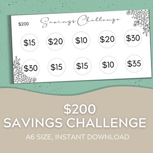 A6 Cash Envelopes Savings Challenge | Two Hundred Dollar Savings Challenge | Cash Envelope System | Savings Fund | Digital Download